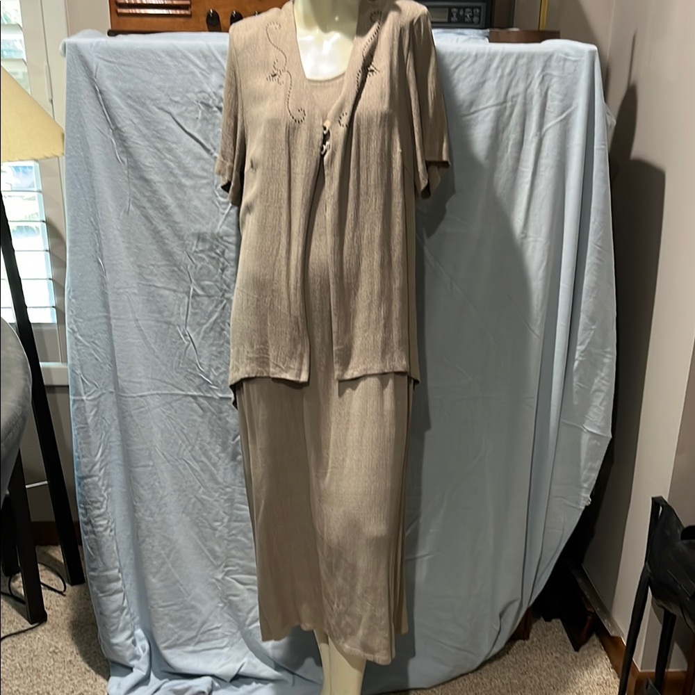 Tan Maxi Sheath Dress for Wedding Guest